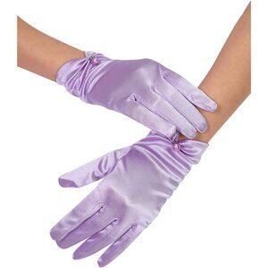 Women's Evening Lavender-Satin Short Lace Gloves Wrist Wedding Bridal Party